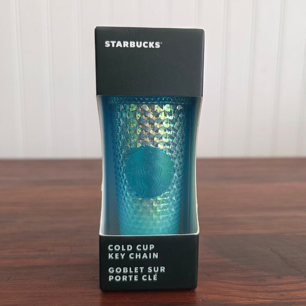 Starbucks Cold Cup Key Chain 2023 Glacier Blue Studded Tumbler Coffee New